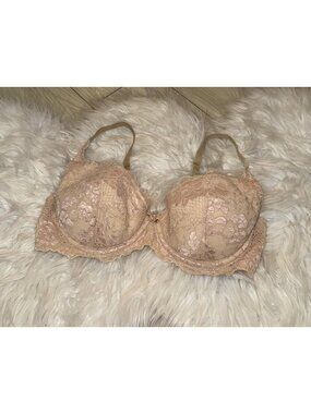 Vintage Vtg Victorias Secret 3623 Chantilly Lace Satin Bra Padded UW Womens 36C
